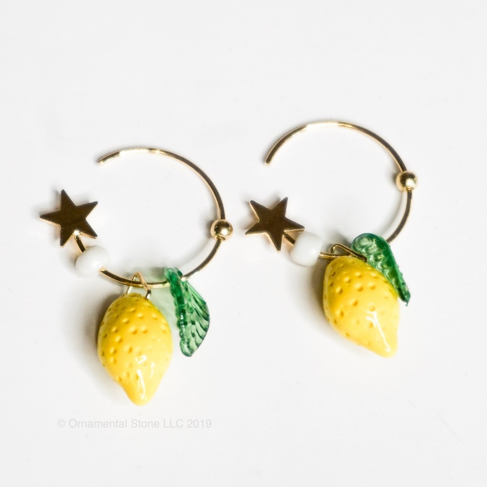 Fresh Lemon Dainty Hoops Fruit ORNAMENTAL STONE 02 - Picture 2 of 5